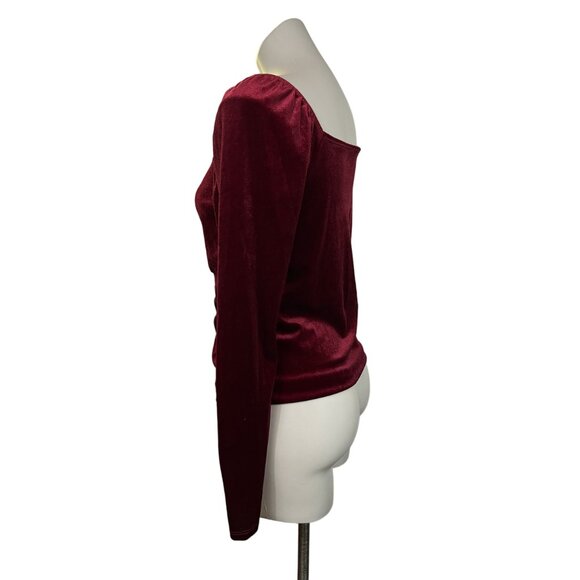 Green Envelope Red Velvet Renaissance Top Ruched & Queen Anne Neckline Medium - Picture 4 of 8